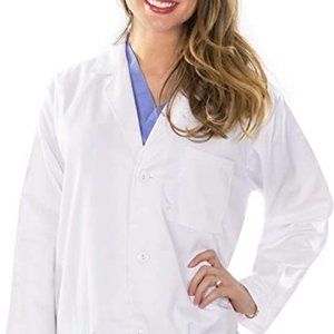 Knee-Length White Lab Coat with POCKETS!